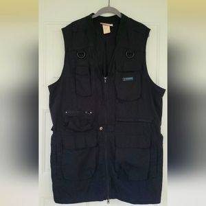 VTG COLUMBIA Sportswear Company 8 Pocket Vest Fly Fishing Camping Black Men's XL